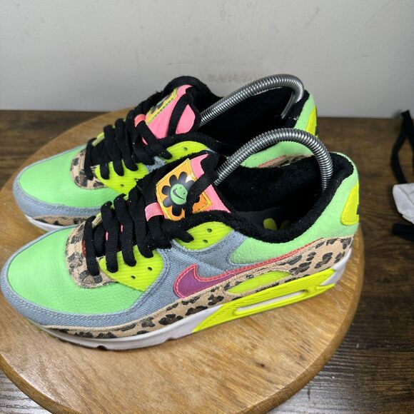 Nike Air Max 90 SE Shoes Womens Size 9.5 Animal Camo Smile Face Cw3499-300 - Picture 3 of 8